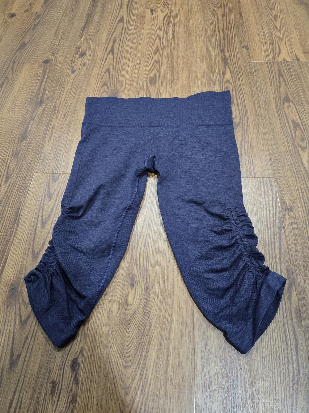 Lululemon In The Flow Crop II Leggings Heathered Blue Ruched Size 10